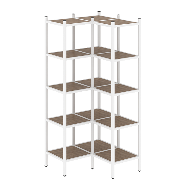 Loft Угловой внутренний стеллаж наборный VR.L-32 Дуб аризона/Белый металл 862*862*1869 - Вид 1