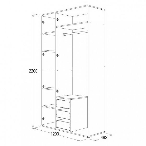 Шкаф "Ольга 14" 3 створ. - Вид 2