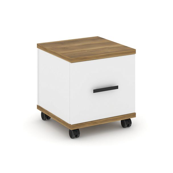 Concept Тумба мобильная 1 распаш. фасад CN.TUM-007 B Сандал Янтарный/Белый Бриллиант/Металл Черный 420*420*448 - Вид 1