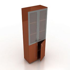 Шкаф со стеклом Менеджер Ш-02+ДШК-02+МДС-02 орех - Фото предпросмотра