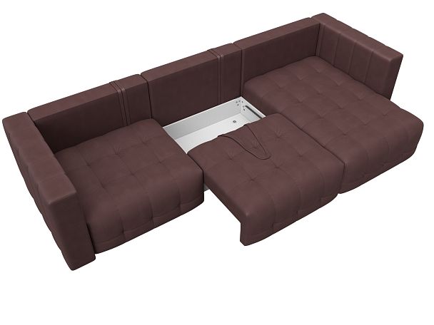 Диван угловой Лига-052 НПБ Лонг угол универсальный Замша бордовый - Вид 7