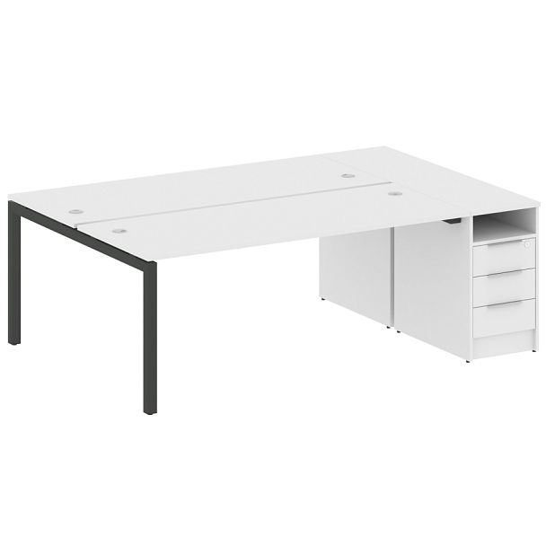Metal System Quattro Р. ст. с тумбой на П-образном м/к 50БП.РС-СТП-2.5 Белый/Антрацит металл 2212*1475*750 - Вид 1