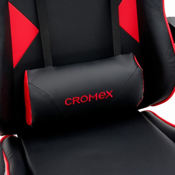 Кресло компьютерное CROMEX "Joker GM-125", две подушки, экокожа, черное/красное, 532954 - Вид 13