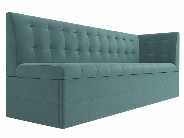 Кухонный диван Бриз с углом (полностью велюр бирюзовый) - Вид 3