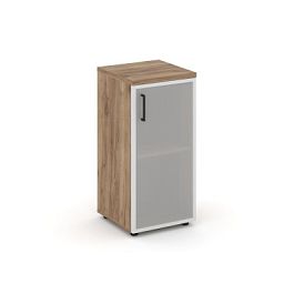 Стайл Проджект Шкаф низкий узкий SN.STU-303(R) Дуб Табак/Сатин/Черный Ручки 400*400*833 - Фото предпросмотра