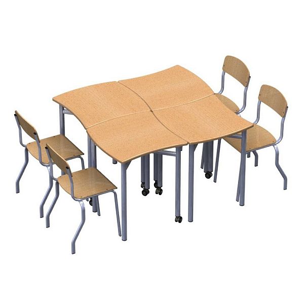 Стол ученический Облачко М, двухместный, н/рег., гр.1 - Вид 3