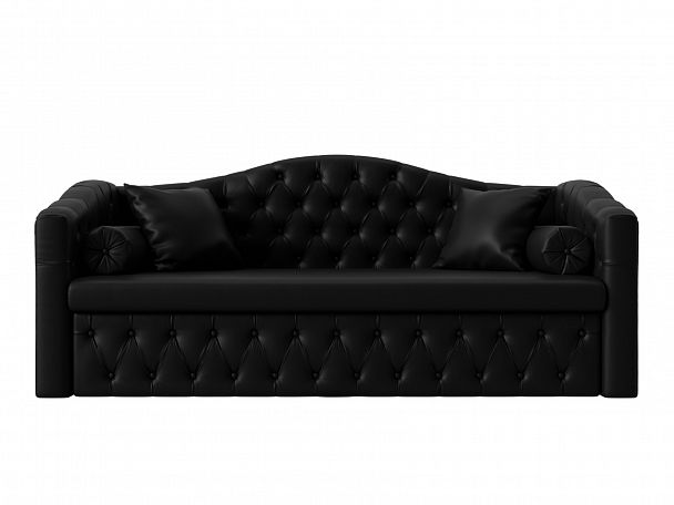 Прямой диван Мечта (полностью экокожа черная) - Вид 2