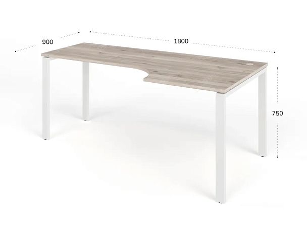 TANDEM RTD079-MK-180R-MA Стол угловой на металлокаркасе правый 1800х900х750 Дуб Маувелла/Белый - Вид 2