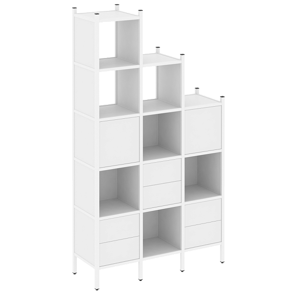 Loft Прямой стеллаж наборный VR.L-22 Белый бриллиант/Белый металл 1278*446*2280 - Вид 1