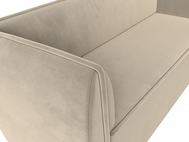 Прямой диван Бергамо 3-х местный (полностью микровельвет бежевый) - Вид 4