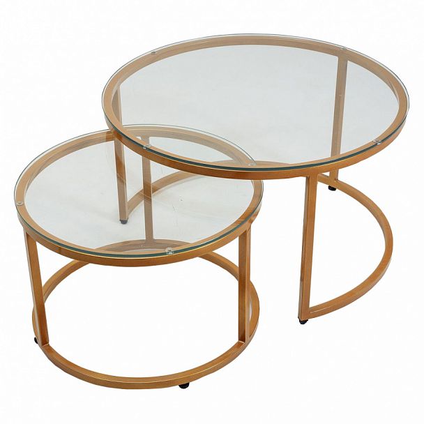 Журнальный стол Мэдисон, золото со стеклом - Вид 1