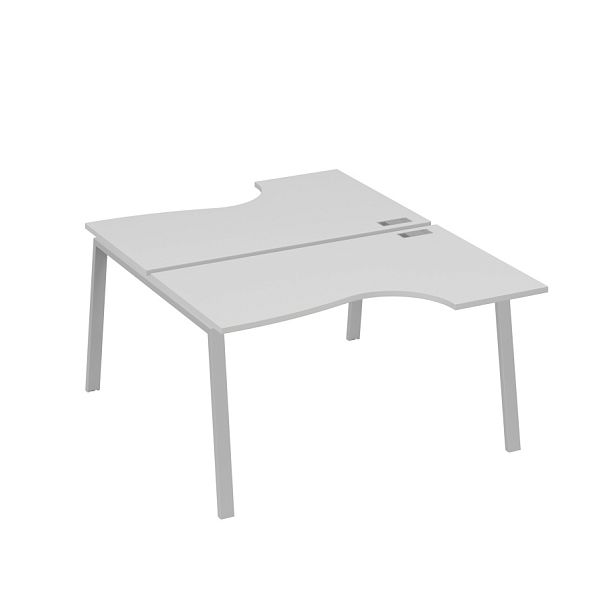 Рабочая станция столы (2х140) эргономичные Классика каркасTRE A4 А4 Б3 184  БП серый / металлокаркас серый - Вид 1