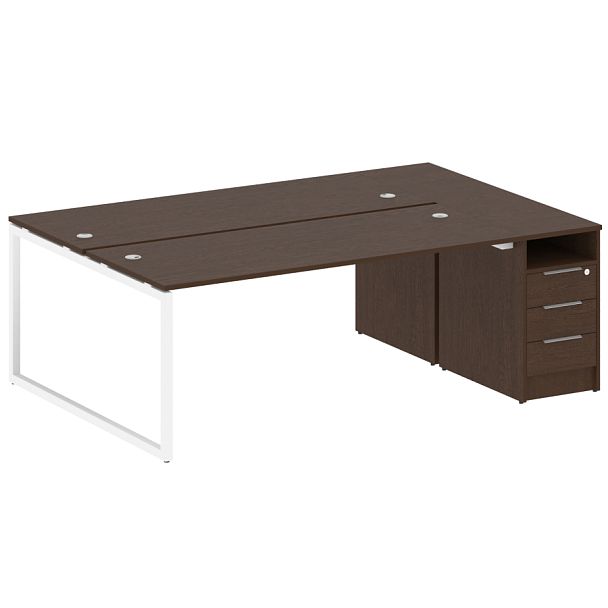 Metal System Quattro Р. ст. с тумбой на О-образном м/к 40БО.РС-СТП-2.5 Венге/Белый металл 2212*1475*750 - Вид 1