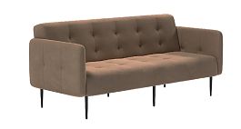 Monaco диван-кровать прямой с подлокотниками, трехместный, велюр бежевый Velutto 23 - Фото предпросмотра
