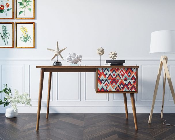 Стол рабочий "Berber" принт 2 с одной тумбой - Вид 7