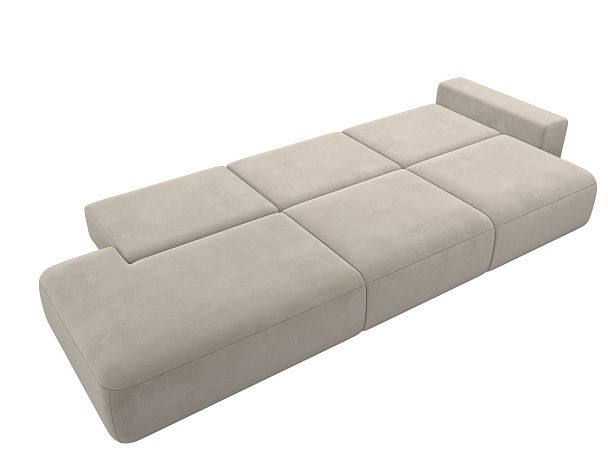 Диван прямой Лига-036 Модерн Лонг подлокотник справа Микровельвет бежевый - Вид 10