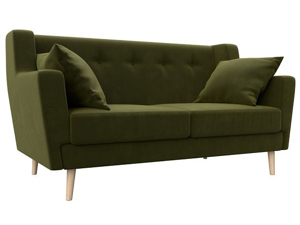 Прямой диван Брайтон 2 (полностью микровельвет зеленый) - Вид 1