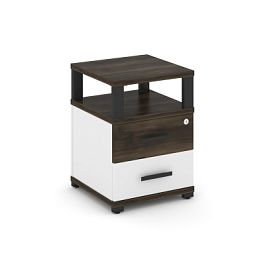 Concept Тумба приставная 2 ящ. с надставкой CN.TUP-002 W Дуб Мали/Белый Бриллиант/Металл Черный 420*420*583 - Фото предпросмотра