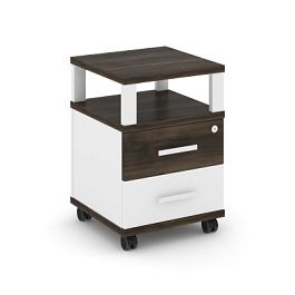Concept Тумба мобильная 2 ящ. с надставкой CN.TUM-002 W Дуб Мали/Белый Бриллиант/Металл Белый 420*420*615 - Фото предпросмотра