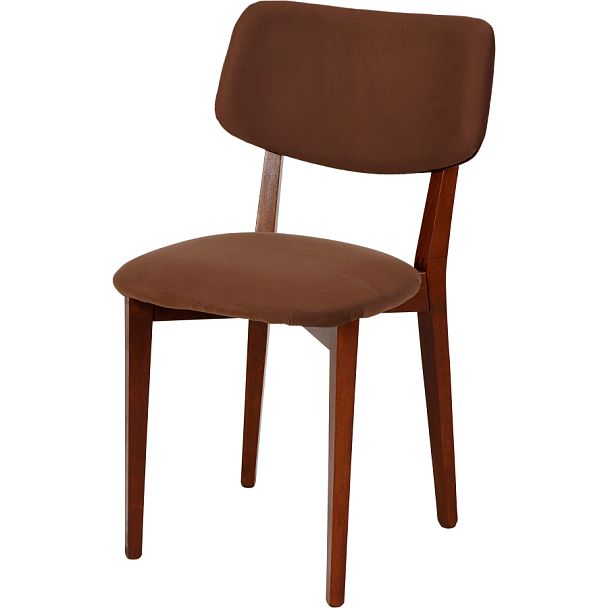 Стул деревянный с мягким сиденьем Мэти Темный орех/Коричневый велюр - Вид 1