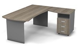 Стол угловой L,R 1800 Берлин Дрифтвуд/Серый УРМ 180 L\R - Фото предпросмотра