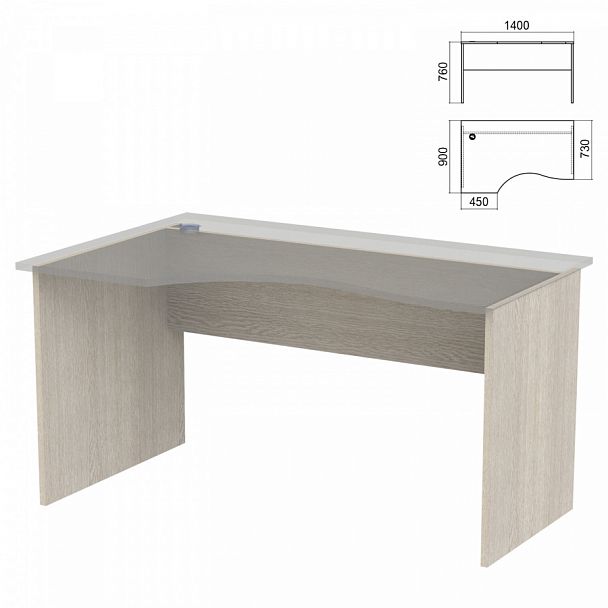 Стол эргономичный ЧАСТЬ 2 "Арго", 1400х900х760 мм, левый/правый, ясень шимо - Вид 1