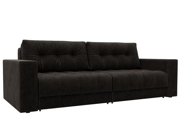 Диван прямой с декором Лига-049 НПБ Велюр коричневый - Вид 1