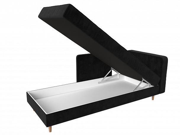 Кушетка Прайм правый (полностью велюр черный) - Вид 6