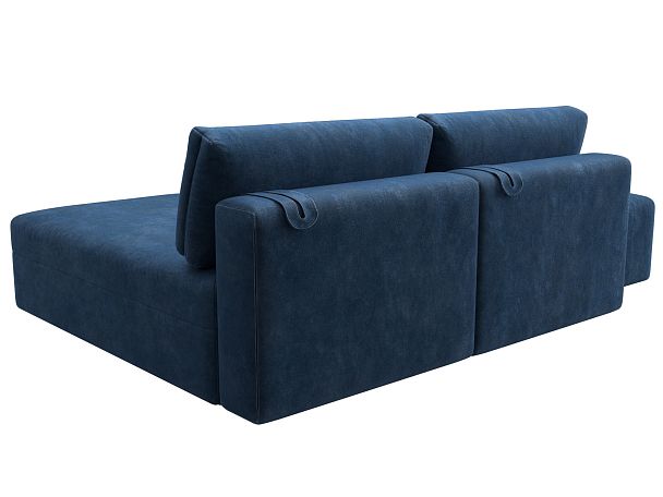 Диван угловой модульный с пуфом Лига-060 НПБ угол универсальный Велюр синий - Вид 5