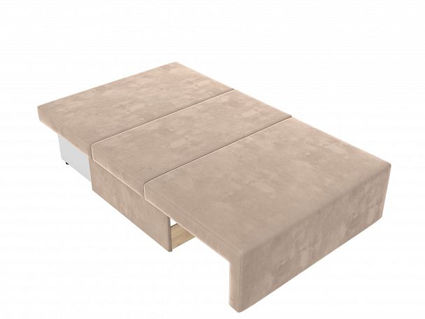 Диван прямой Лагуна (полностью велюр бежевый, кант велюр коричневый) - Вид 8