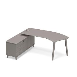 Стoл руководителя эргономичный левый (тип 5) с тумбой опорной Time metal ТМ М1 125 МП ВЛ ВЛ мокко премиум - Фото предпросмотра