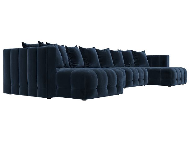 Диван П-образный Лига-052 НПБ Лонг Велюр синий - Вид 3