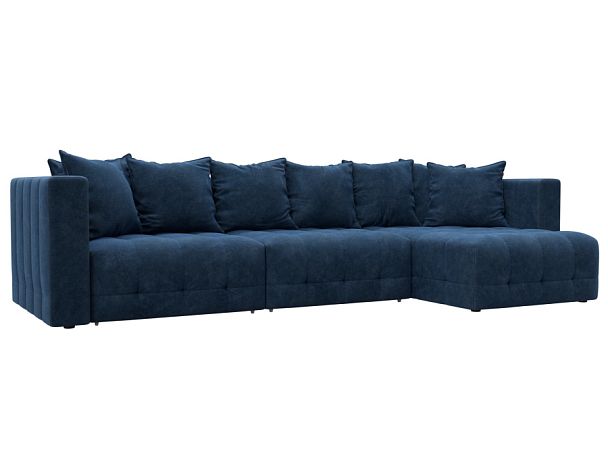Диван угловой Лига-052 НПБ Лонг угол универсальный Велюр синий - Вид 1