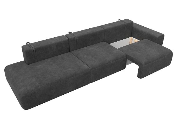 Диван прямой Лига-036 НПБ Модерн Лонг подлокотник справа Велюр серый - Вид 7