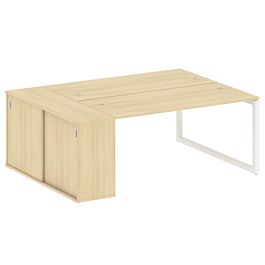 Metal System Quattro Р. ст. с шкафом-купе на О-образном м/к 50БО.РС-СШК-1.4 Т Акация/Белый металл 2010*1475*750 - Фото предпросмотра