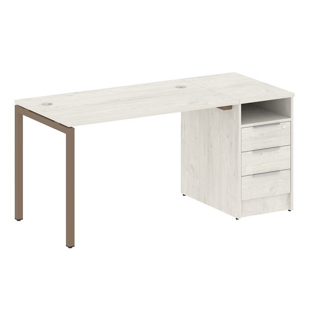 Metal System Quattro Р. ст. с тумбой на П-образном м/к 40БП.РС-СТП-1.2 Дуб наварра/Мокко металл 1612*720*750 - Вид 1