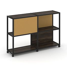 Shelf Mobile Стеллаж 3 уровня 2 секции VR.LT-STK-313.12 Дуб Мали/Металл Черный/W-31 2370*400*1046 - Фото предпросмотра