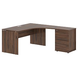 Стол эргономичный с тумбой EDCET 1518(R) Дуб Денвер тёмный/Белый 1560х1880х750 EDIS - Фото предпросмотра