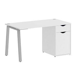 Home Office Стол письменный VR.SP-3-138.1.A Белый бриллиант/Серый металл 1380*720*750 - Фото предпросмотра