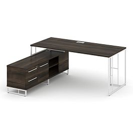 Rift Direct Стол руководителя на опорной тумбой RF.SRT-24 (L) Дуб Мали/Металл Белый 1580*1600*750 - Фото предпросмотра