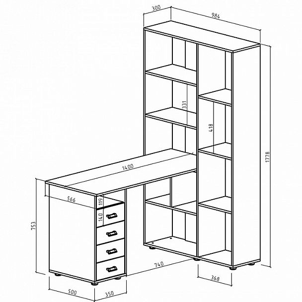Стол компьютерный Оксфорд-2 - Вид 2