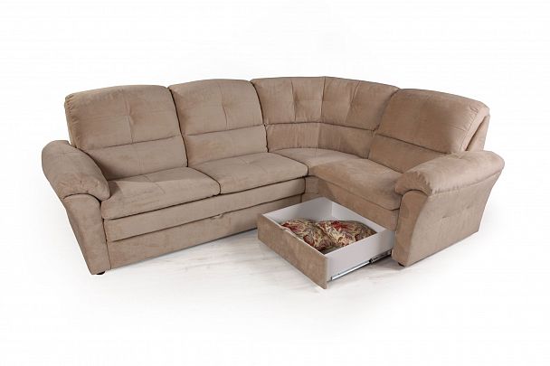 Diamante диван-кровать угловой велюр бежевый - Вид 6