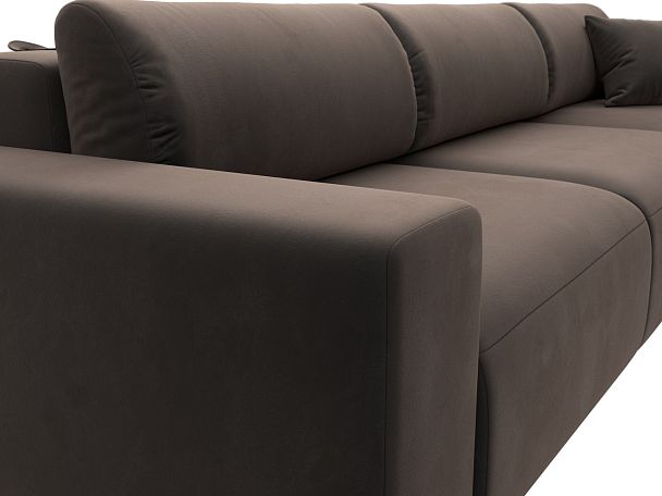 Диван угловой Лига-036 Классик Лонг правый угол Велюр коричневый - Вид 4