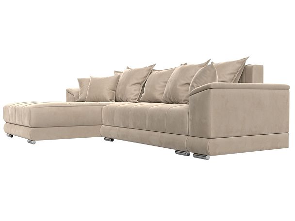 Угловой диван НордСтар левый угол Велюр бежевый - Вид 4