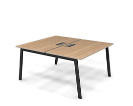 MATRIX 121S204-A Стол прямой двойной, пров-ик Merida (А-опоры) 1380х1590х775 Швейц-й вяз/Темно-серый - Фото предпросмотра