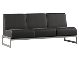 Диван Everprof Solo трехместный Металл Серый Экокожа Черный - Фото предпросмотра