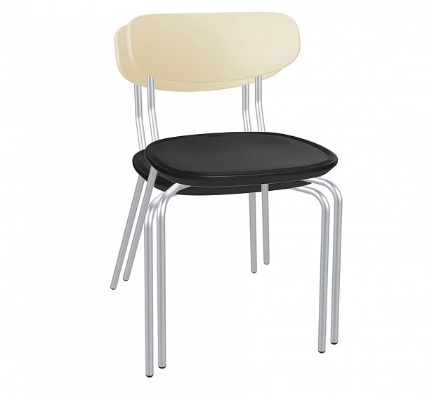 Штабелируемый стул Sheffilton SHT-S85М-2 бежевый/черный/хром лак - Вид 2