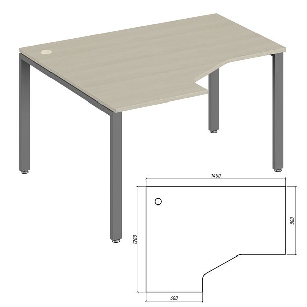 Эргономичный стол левый Trend Metal 140x120x75 дуб феррара - Вид 1