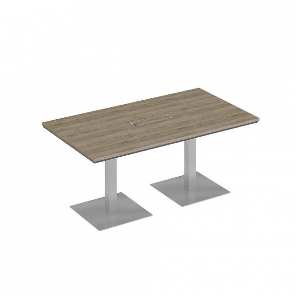 Стол для переговоров на квадратных опорах-колоннах "City" СИ 150  дуб гладстоун светлый/антрацит премиум - Вид 1