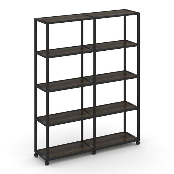 Shelf Mobile Стеллаж 5 уровней 2 секции VR.LT-STK-511.10 Дуб Мали/Металл Черный 1970*400*2000 - Вид 1